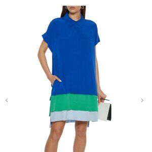 Diane Von Furstenberg Hatsu Tiered Colour-block Silk Crepe Dress